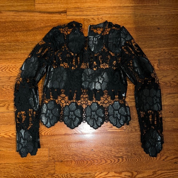 Garcia faux leather crochet top size small - Picture 1 of 1